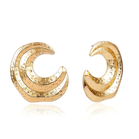 Unique Design//Moon Hoop Earrings GOLD SILVER - Picture 5 of 7
